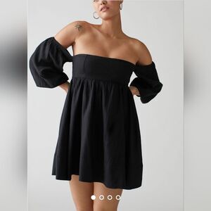 New UO Caterina Linen Off-The-Shoulder Mini Dress Size Small